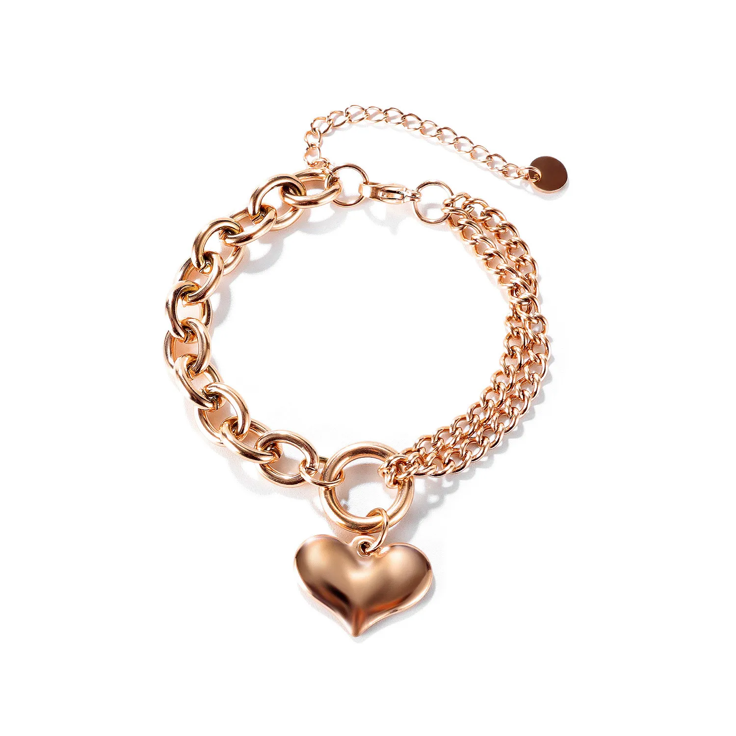 

Hips Hops Gold Plated Stainless Steel Love Heart Bracelet Multi Layers Gold Titanium Steel Heart Bracelet