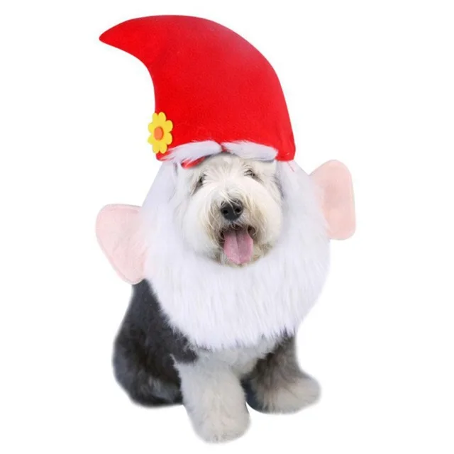

Pet Christmas Hat with Beard Headgear Hat for Medium Large Dog