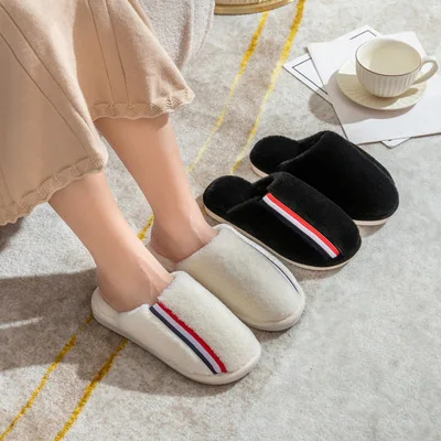 

Wholesale Custom Winter Casual Warm Slipper for Men Home Bedroom Sleep Shoes Indoor House Plush Warm Slippers