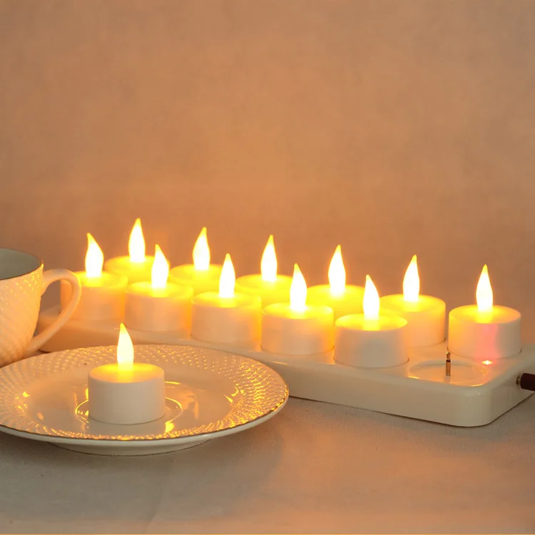 12pcs/set Charged Electric LED Flameless Tea Light Tealight Candle for Wedding Decoration