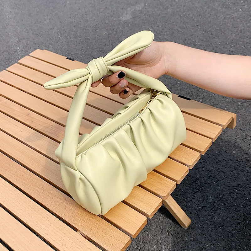 

Popular vegan soft leather fold handle crossbody bags women handbags ladies shoulder cloud shape bag