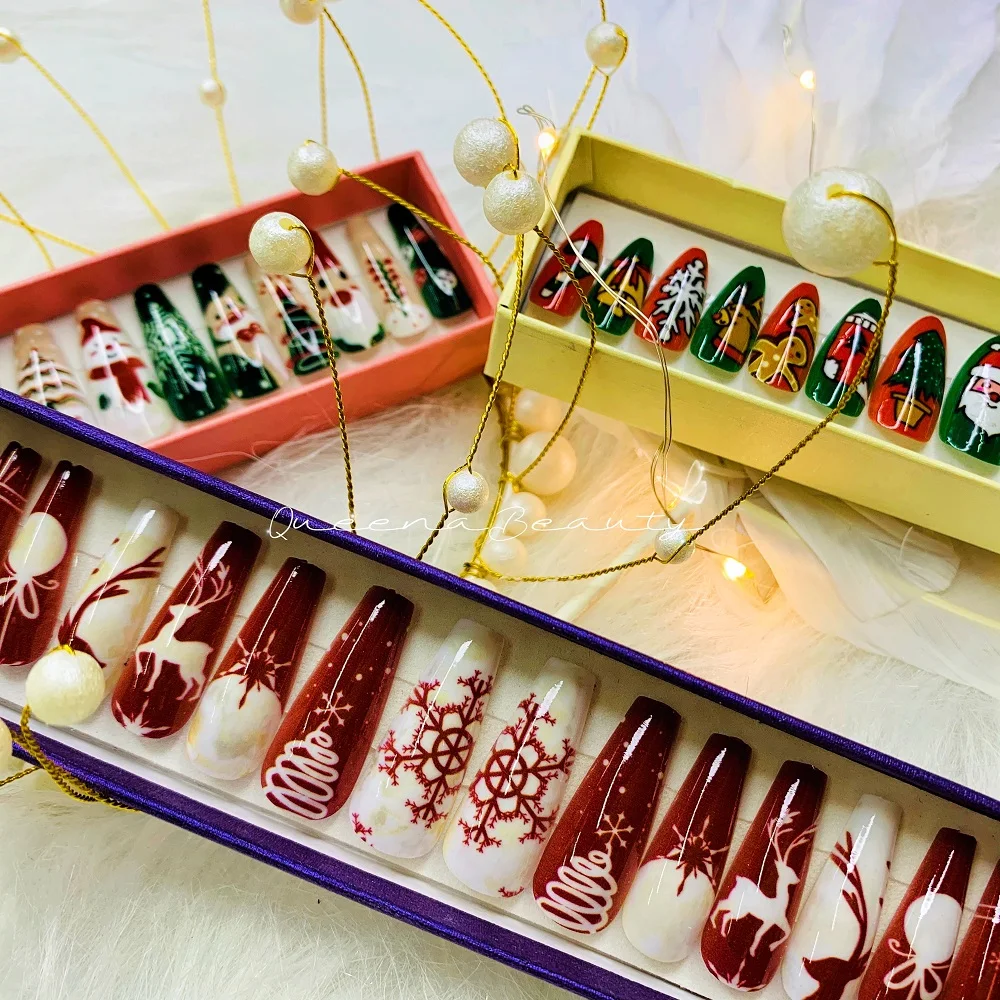 

Chirstmas and Halloween new year styles 24pcs/box Press on Nails Wholesale Fake Nails Custom False Fake Press On Nails, Colorful