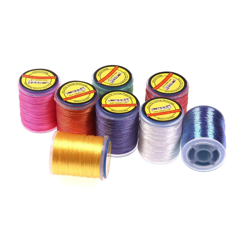

Wholesale Fly Tying Metallic Tinsel Thread Nymph Streamer Fly Fishing Tying Pearl Color Line for Jig Hook Tying Material, Pearl red green purple yellow blue white pink orange