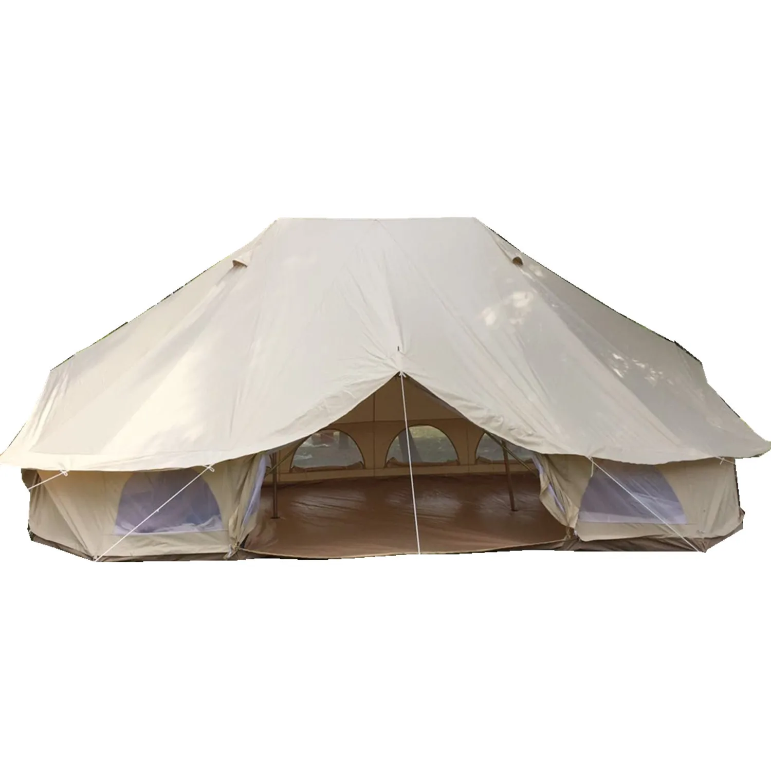 

Outdoor Four Season Family Camping and Winter Glamping Cotton Canvas Yurt Bell Tent with Mosquito Screen Door, White