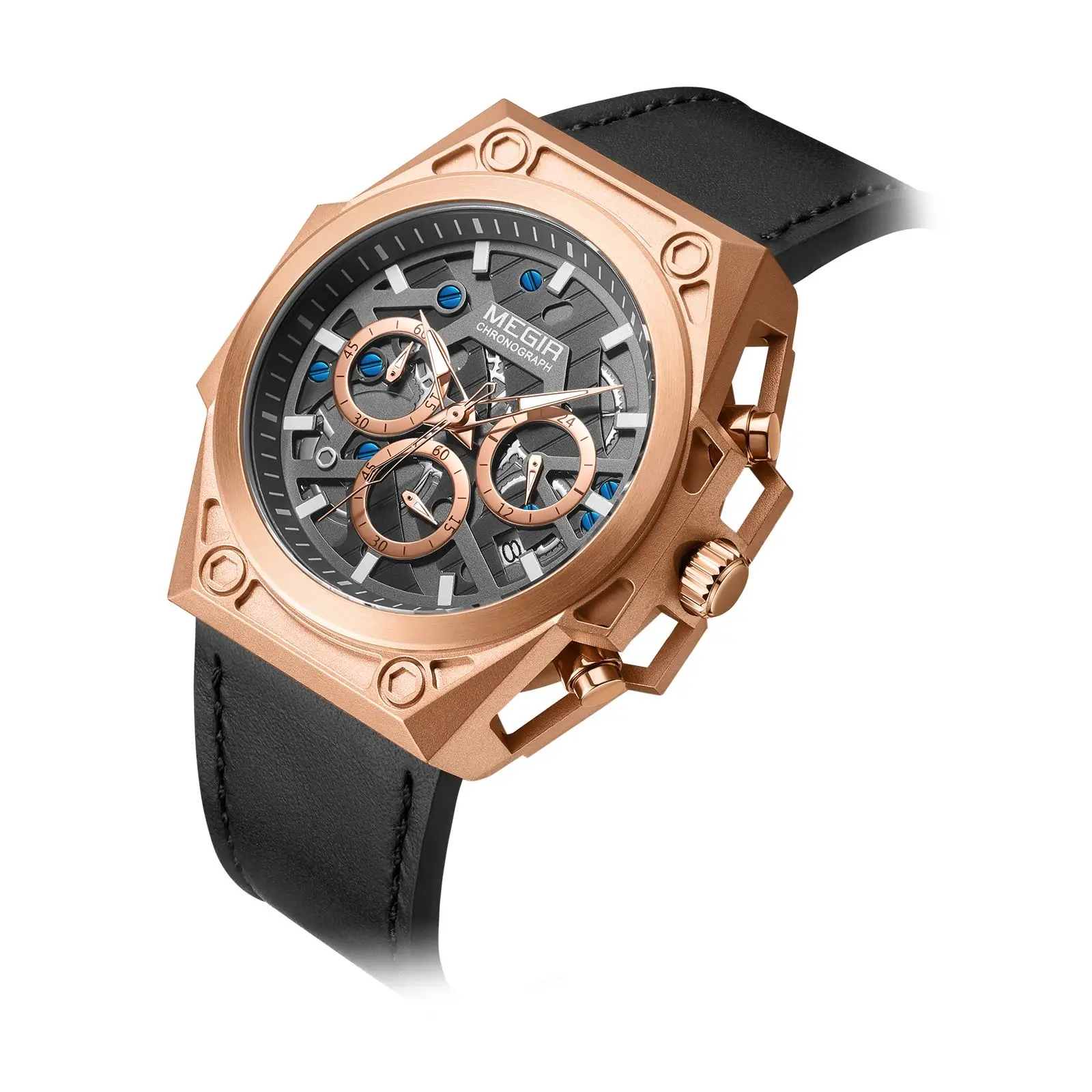 

Reloj Hombre 5 ATM Waterproof Men's Watches Stainless Steel Luxury Men Wrist Chronograph Racing Watch, Black, rose gold, silver