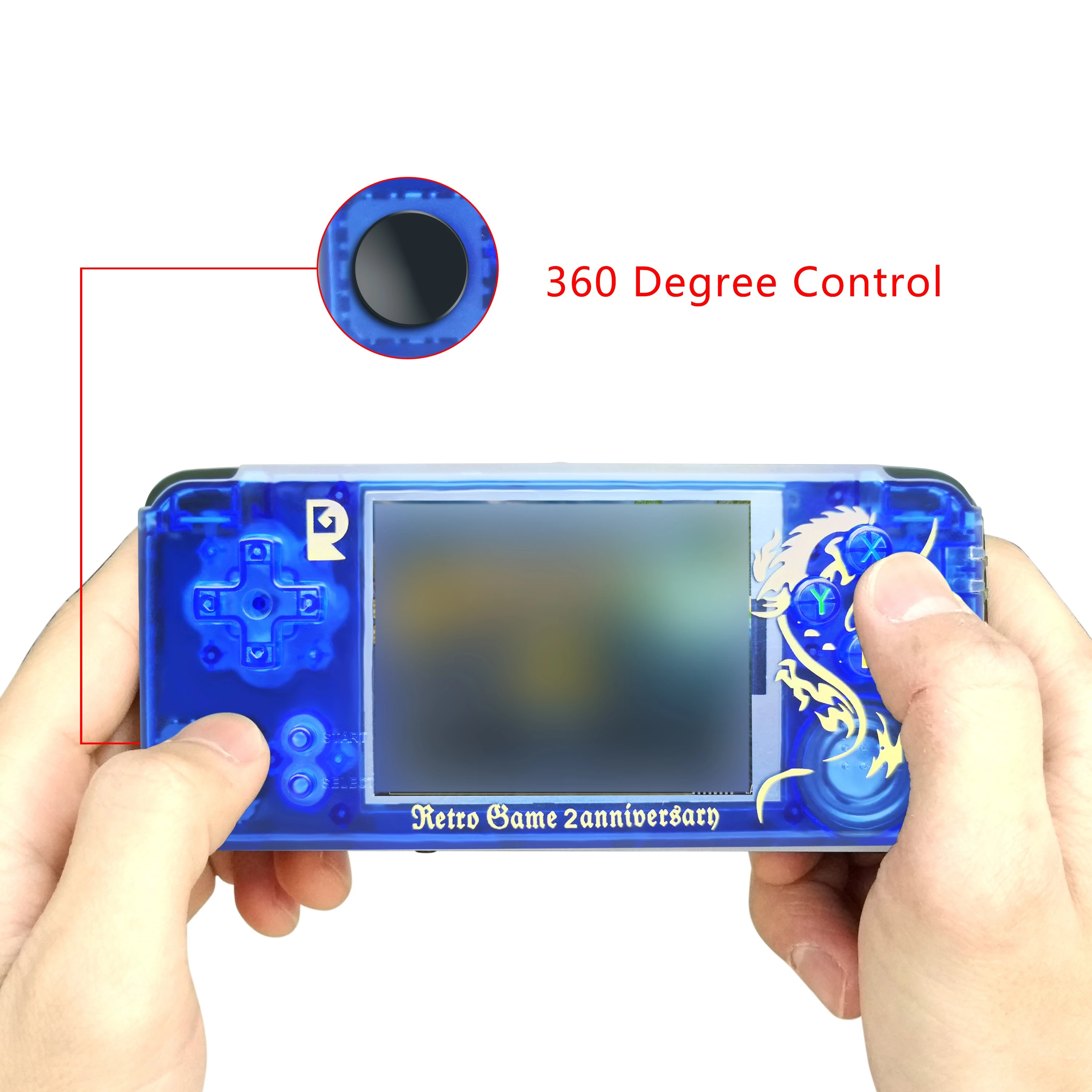 

2022 Newest Developed IPS 3inch DDR2 128M Screen Blue Color Classic Video Game Console 3D Double Rocker 3000 Games RG Plus Games, Blue translucent /black translucent