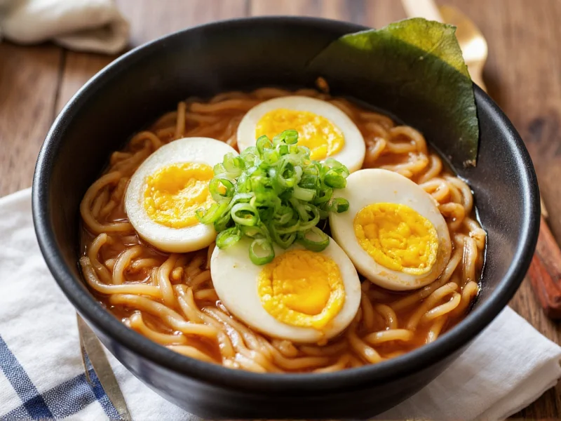 Homemade ramen with soft-boiled egg and green onions