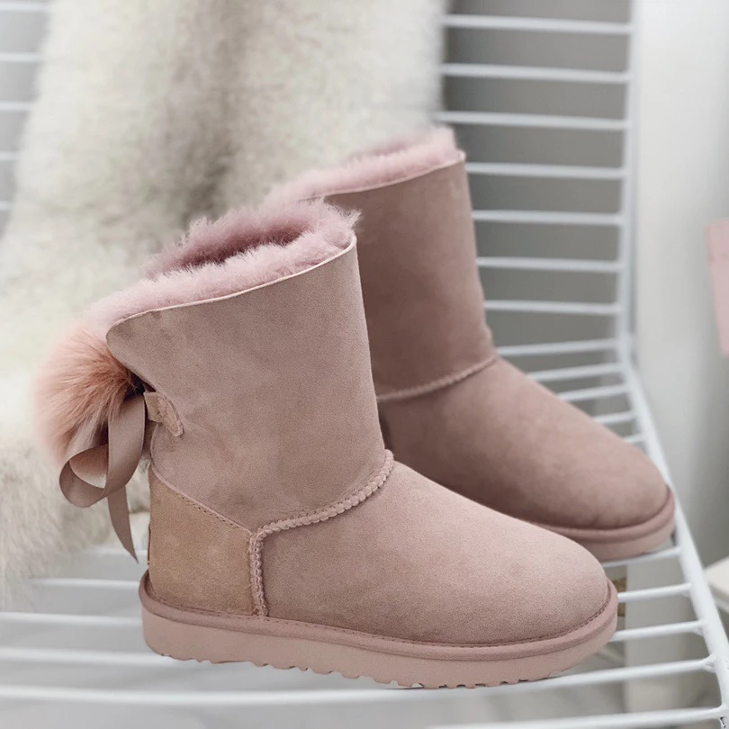 

best selling fashion women warm ankle snow boots winter real wool fur snow boots