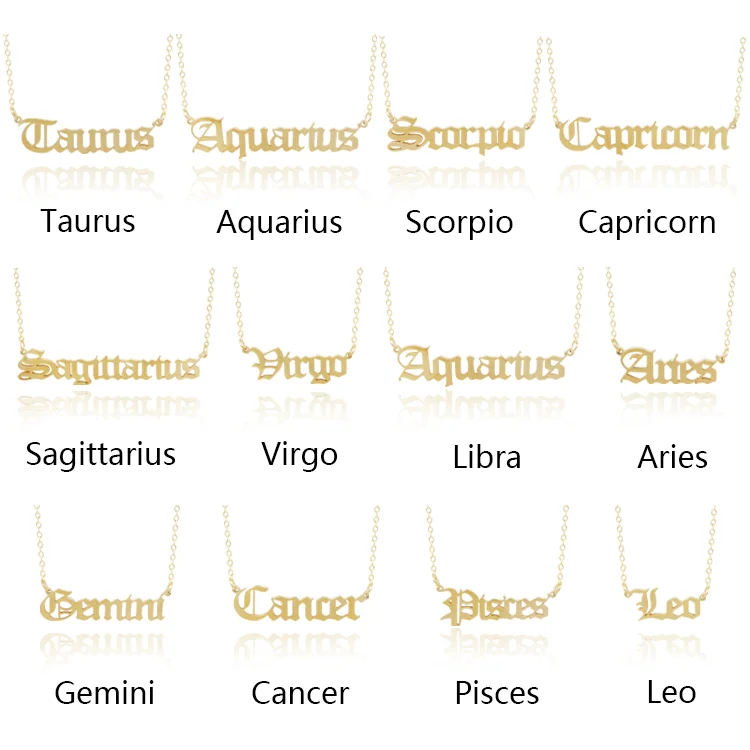 

18K gold plated stainless steel zodiac sign necklace jewelry, Picture
