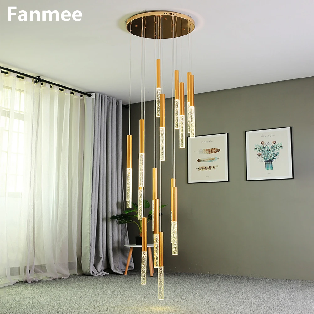 

Nordic LED Chandeliers Lighting Modern Metal Crystal Bubble Gold Pendant Hanging Lamps Bedroom Living Room Staircase Lights, Same as pictures