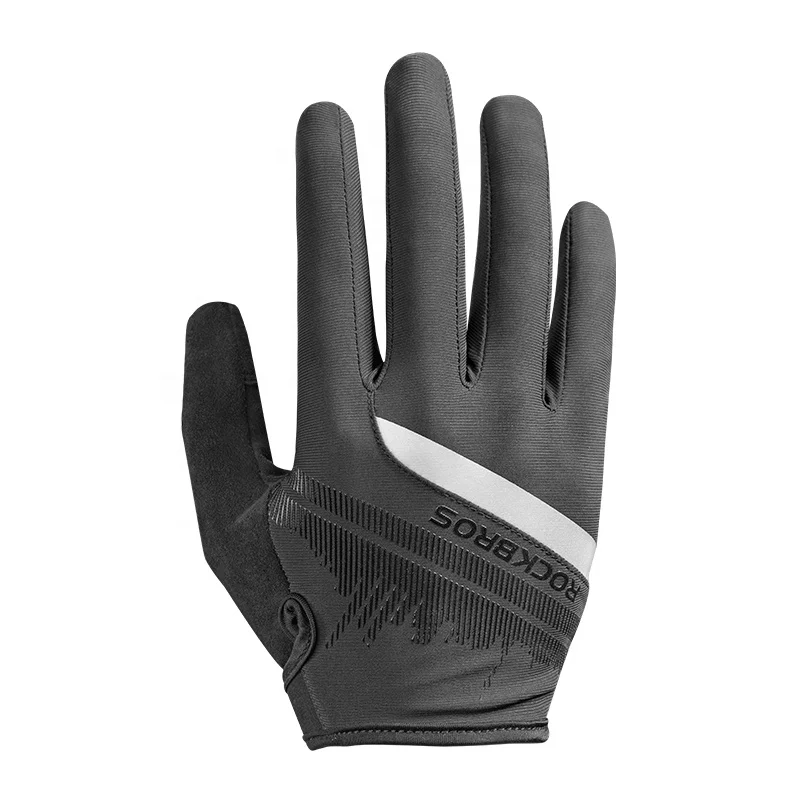 

Drop-shipping Full Finger Cycling Gloves OEM Men Women Touch Screen Breathable Anti-slip Riding Bicycle Reflective Gloves, Black