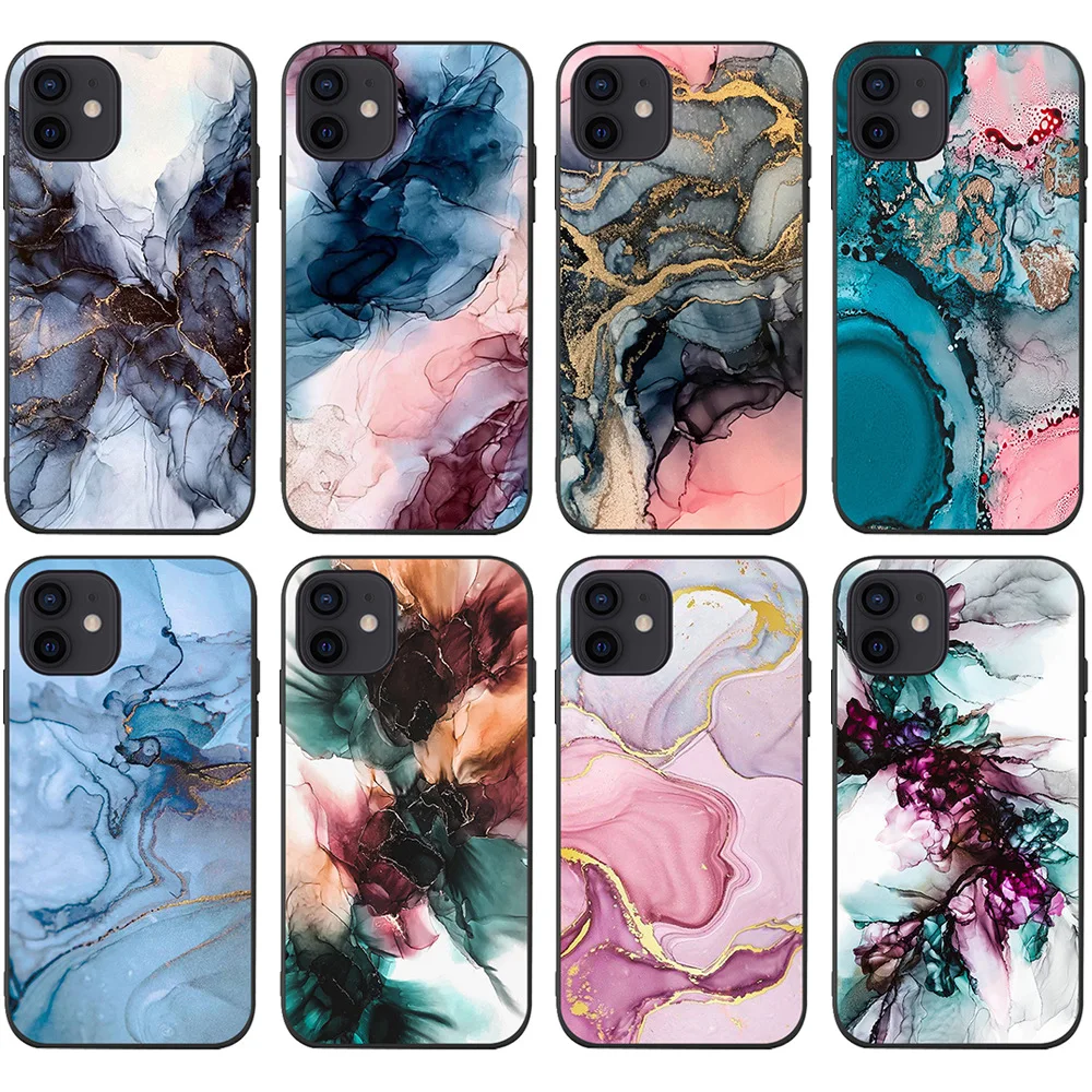 

New Style Ink Painted Marble Tie-dye For IPhone 12Pro 11 Case Custom Phonecase Cell Phone Cover, Customised