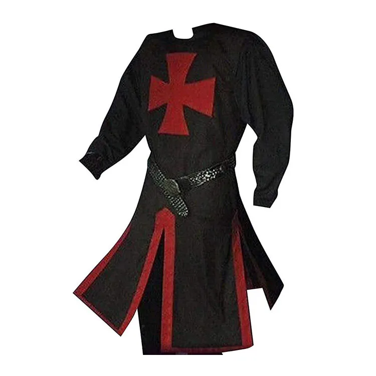 

Ecoparty Mens Medieval Knight Costume Crusader Templar Warrior Retro Halloween Cosplay Cloak Coat
