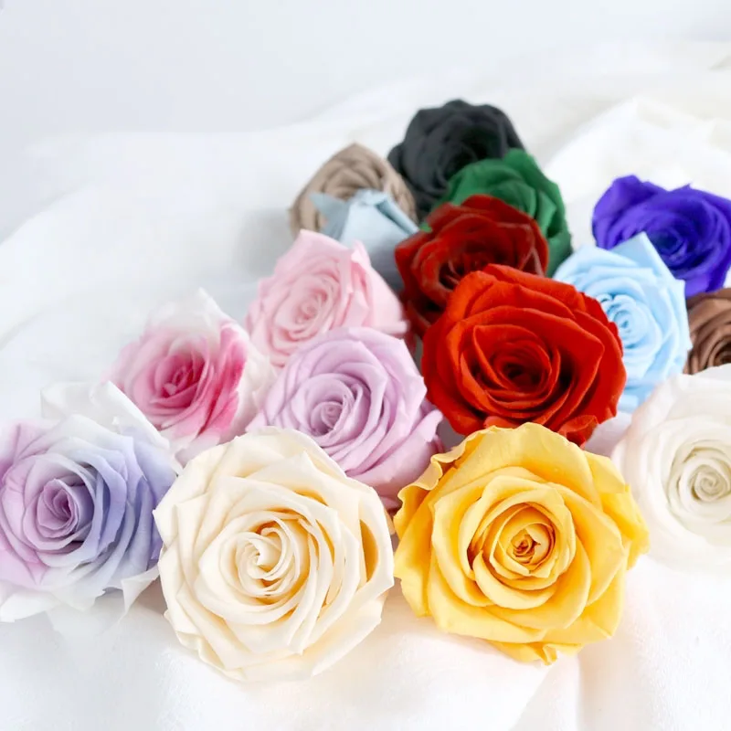 

A Grade Forever Rose Head 5-6 cm Preserved Rose Eternal Flower Boxes For Wedding Decoration