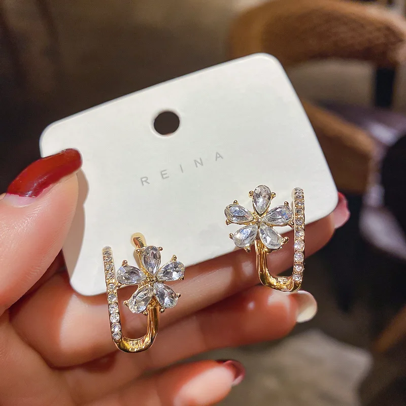 

fashion jewelry trendy flower crystal earrings women cuff