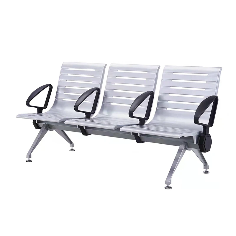

High quality 3 Seats Aluminum Type Public Waiting Chair For Airport Hospital Railway Station, Silver