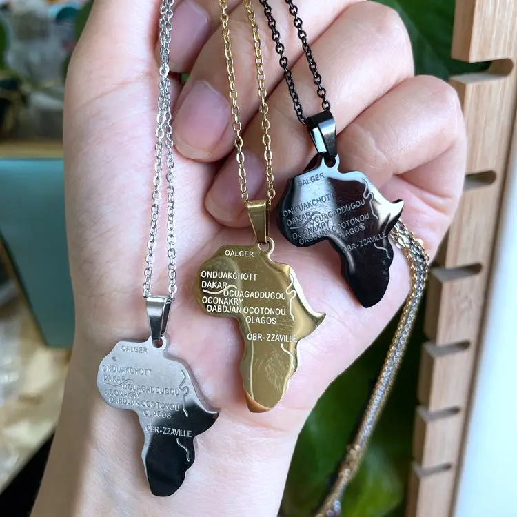 

Map pendant necklace stainless steel necklace design jewelry
