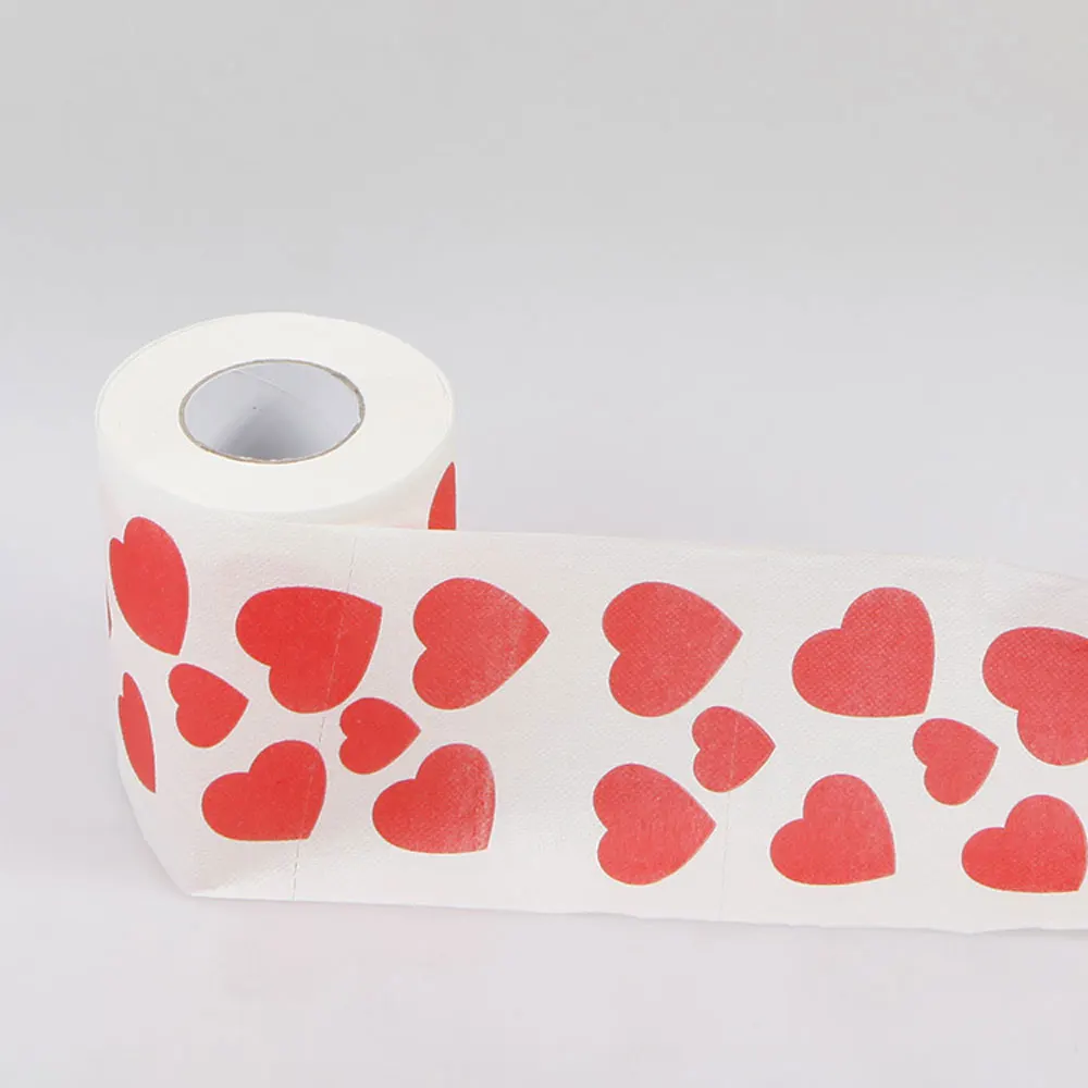

Private Label Customized Colored Printing Toilet Tissue Paper Roll Party Ornament Red heart Roll Toilet Paper
