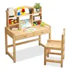Modern Custom Solid Wood Study Table and Chair Children Furniture Set
