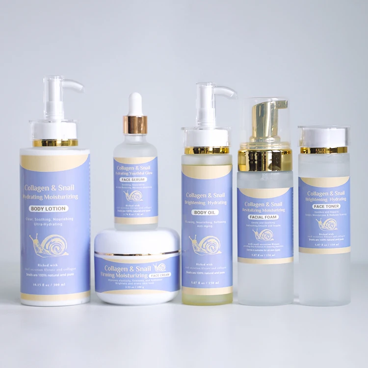 Organic Herbal Vegan Face Product for Sensitive Skin Acne Treatment Firming Anti-aging Collagen Snail Set