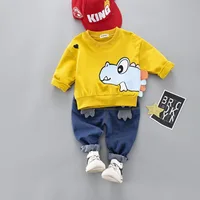 

New arrival children clothing 2 set cute cartoon kids factory autumn clothes