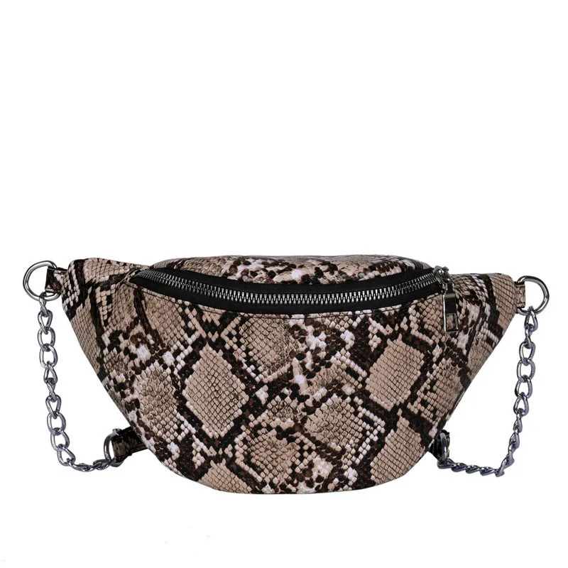 

FANLOSN New Fashion Bag Crocodile Fanny Pack Women Waist Bag with Chain Bag for Ladies, Snake skin,crocodile