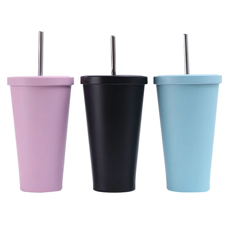 

Hot Sale Unique Design New Wholesale Travel Stainless Steel Tumbler With Straw and Lid, Black, white, green and custom color