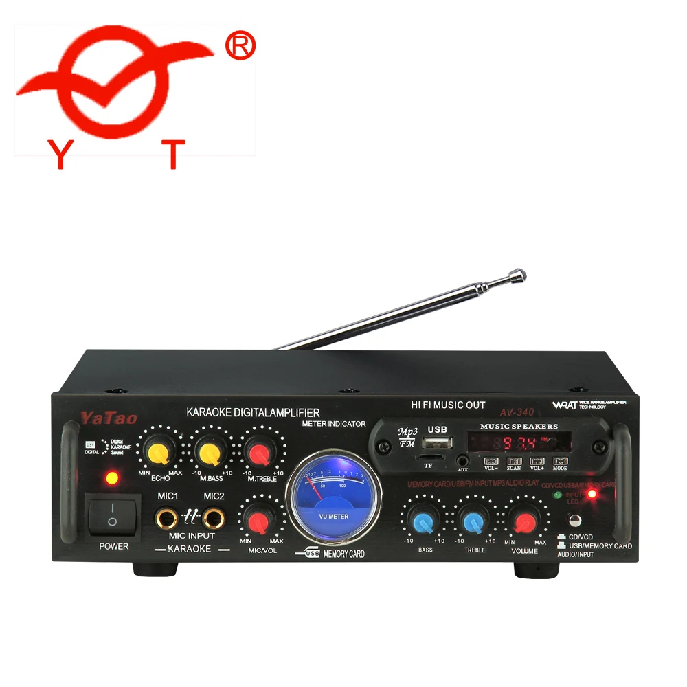 

AV340 digital meter power amplifier professional audio, Black