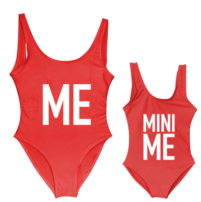 

Custom Swimwear One Piece kids swimsuit Mother Mom And Daughter Children bikini