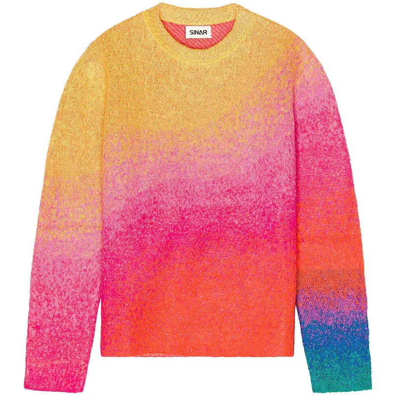 Mohair Blend Gradient Pattern Knitted Jumper