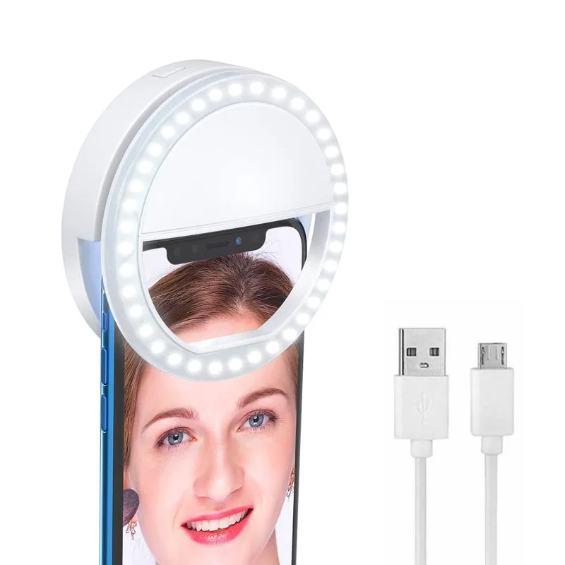 

Wholesale portable rechargeable usb camera flash phone led selfie ring light set mobile for tiktok ring selfie light