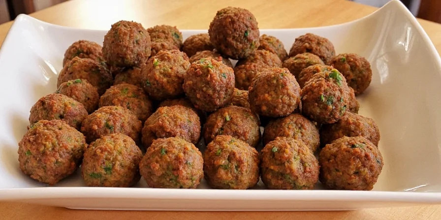 Traditional Turkish kofte on a plate with herbs