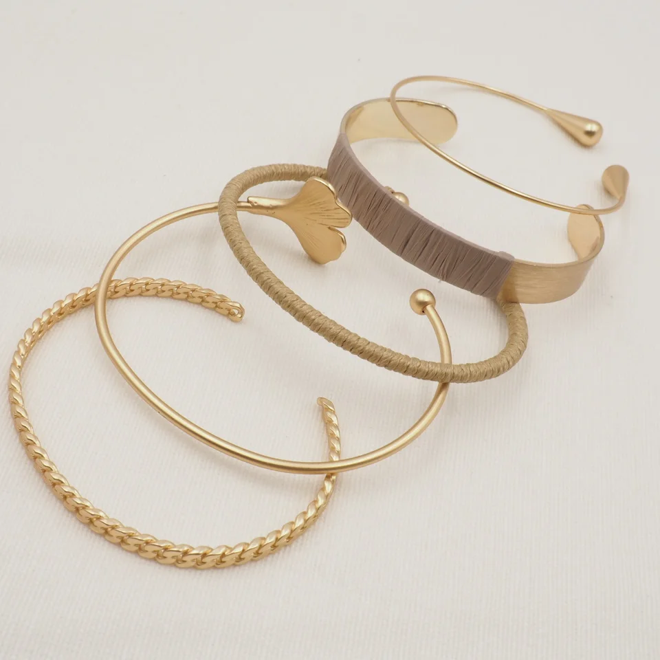 

XINSHANG Jewelry 2021 Wholesale Open Metal Hand Rope Woven Bundle Bangle