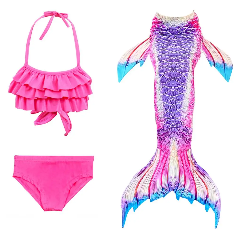 

Free shipping new arrival swimsuit bikini 100% polyester no fade good elasticityThree-piece children's mermaid tail, As picture