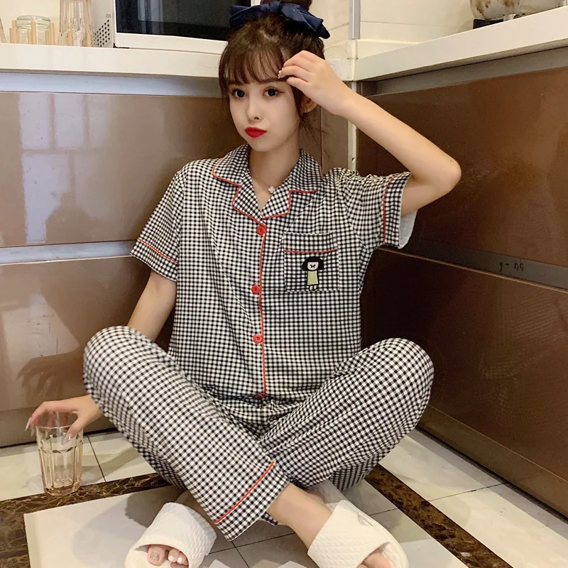 

New Pajama 2020 Home Casual Lounge Lady Nighty Nightwear Set Women Sleeping Wear Girl Night Suit Printed Satin Loungewear Piyama