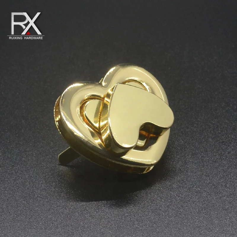 

metal zinc alloy heart shaped swivel turn lock love heart-shape lock clasps for handbag