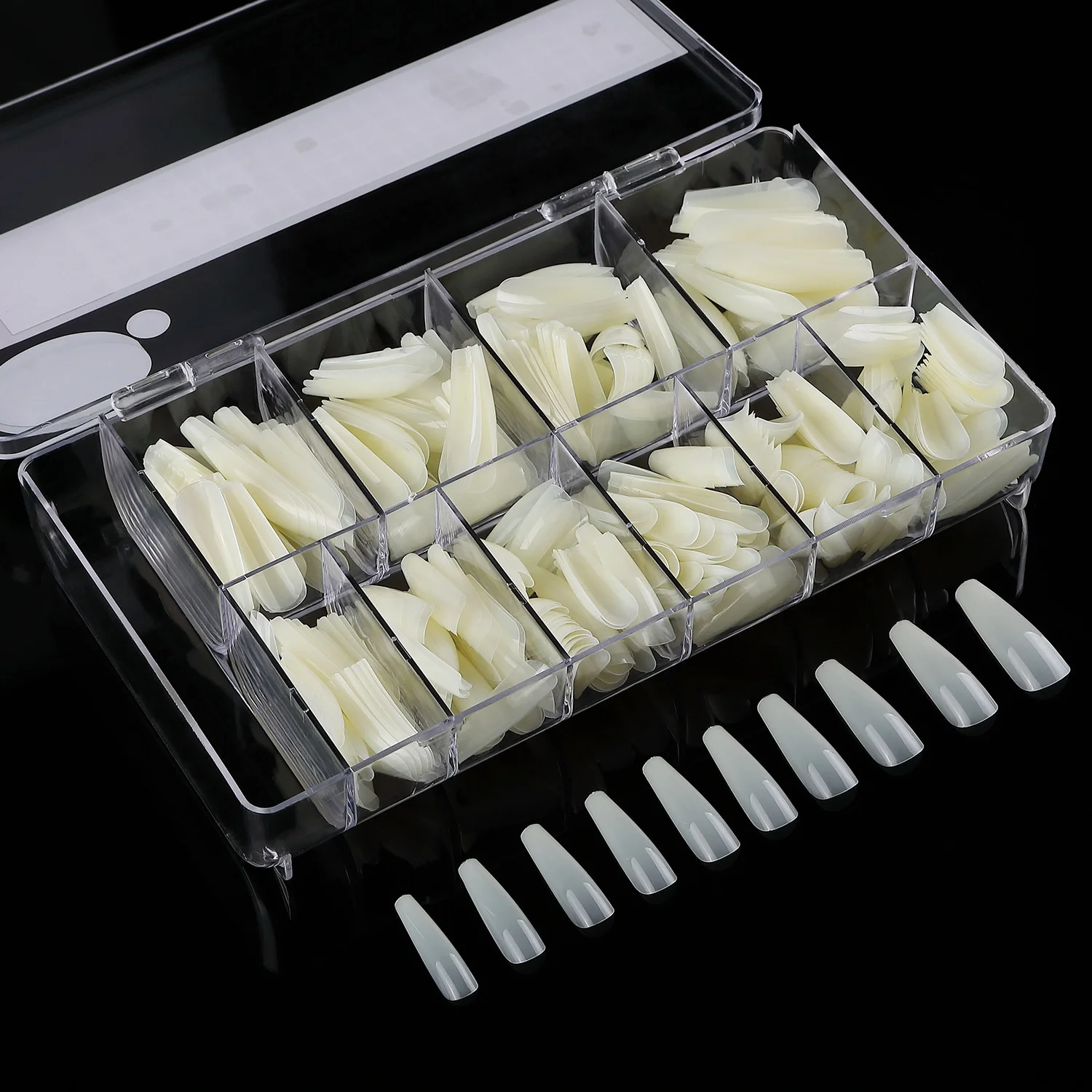 

High quality ABS clear/white pointed fan tips nail tips display