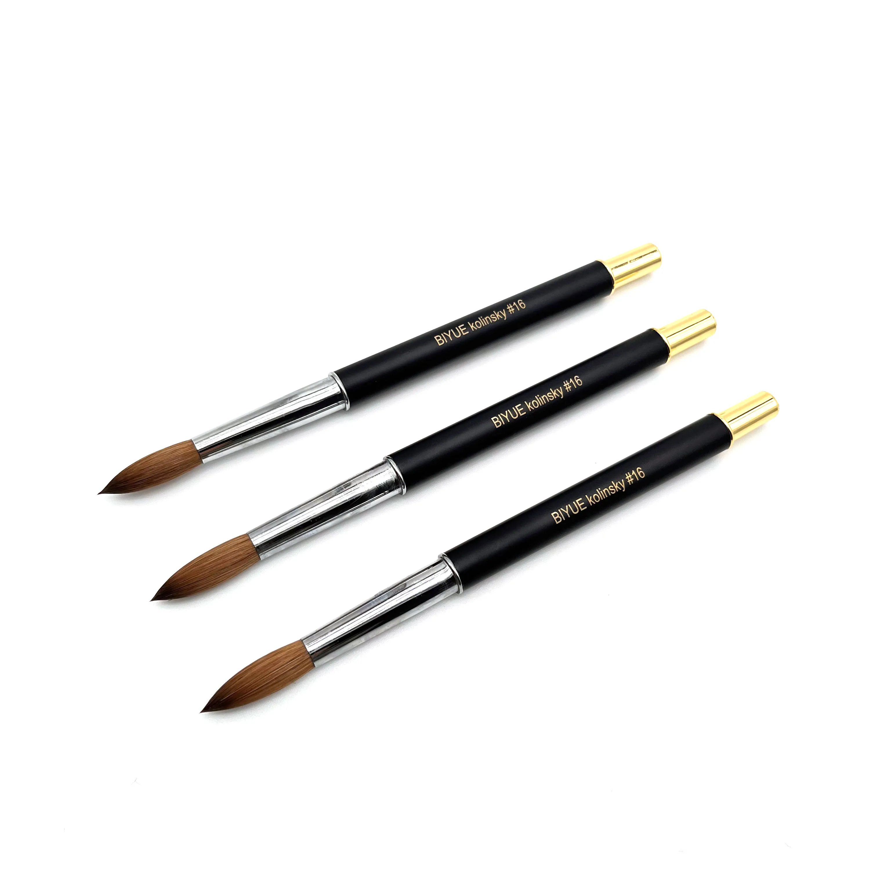 

Custom logo 12# Black frosted metal Handle Kolinsky acrylic nail art brush Nail Art Tool Oval nail brush 100% kolinsky