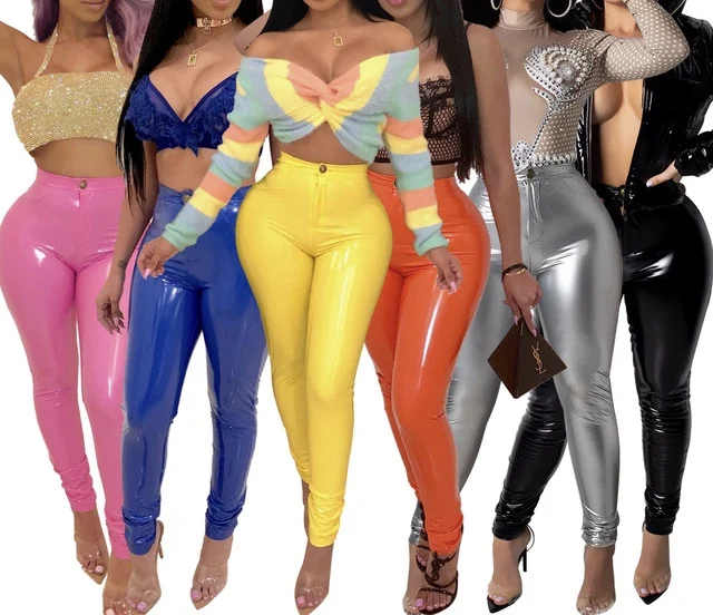 

Leather pants with high bounce and fleece and thickening PU leather pants, Black/red/blue/yellow/green/rose red/orange/sliver/light green/purple