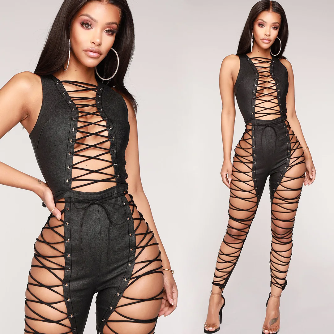 

Dropshipping Products 2021 Bodycon Summer Women Zipper Cortex Fabric Sexy Club Bandage Jumpsuits One Piece Jumpsuit, 7 colors