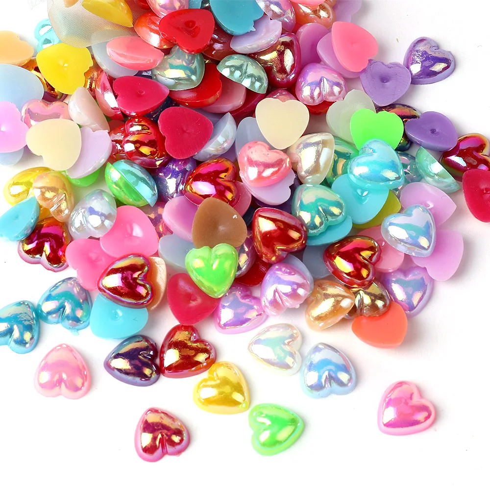 

AB Color Flatback Rhinestones Sewing Garment Beads Half Round Heart Pearl Beads