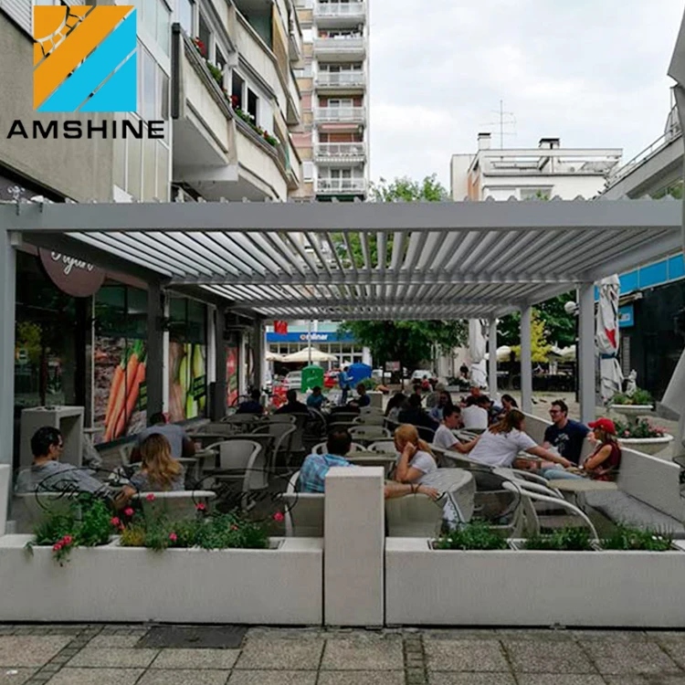 

Outdoor Restaurant Aluminum Pergola Sun Protection Motorized Rainproof Pergola, Customized colors