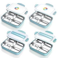 

1L Portable heat preservation bento box for school or work,4 compartment 304 stainless steel lunch box with plastic outside lid