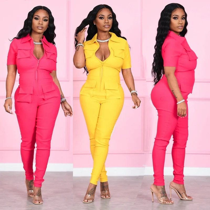 

Collar Neck Polyester Summer Fashion Causal Women Jumpsuit 4xl, Yellow, pink