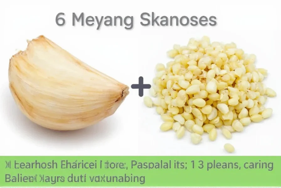 Fresh garlic cloves next to measured minced garlic equivalent