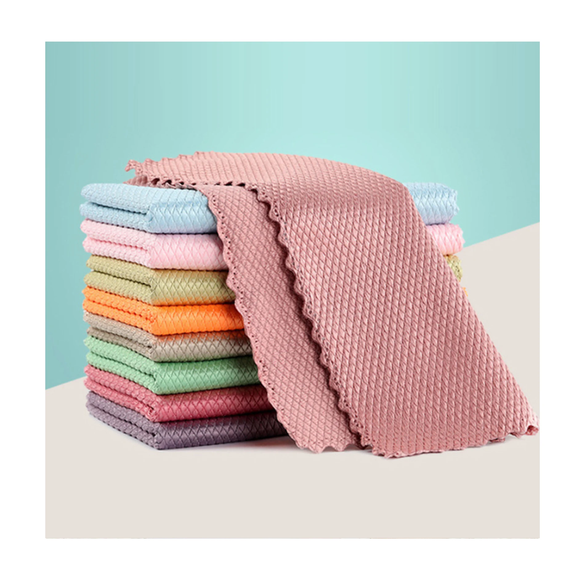 

Fish scale cloth wiping glass mirror no watermark no marks absorbent no lint scouring pad, Random delivery