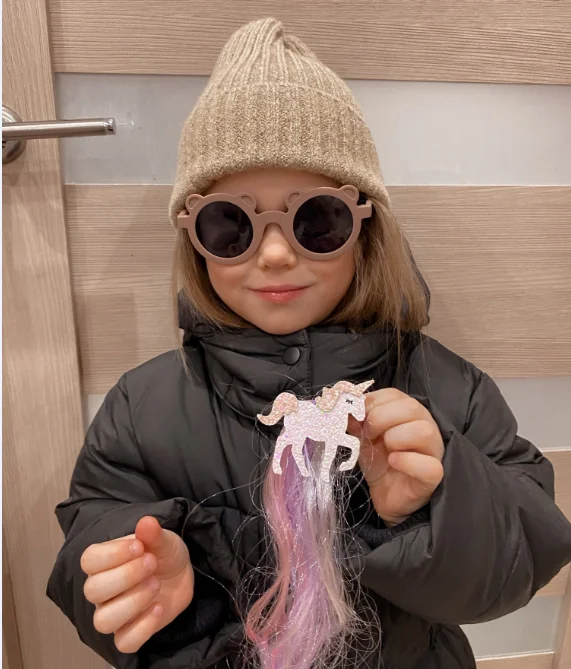 

New Cartoon Lovely Kids Sunglasses Bear Shape Frame Girls Children Sun Glasses Round Street Beat Baby Boy Eyeglasses Cute Shades