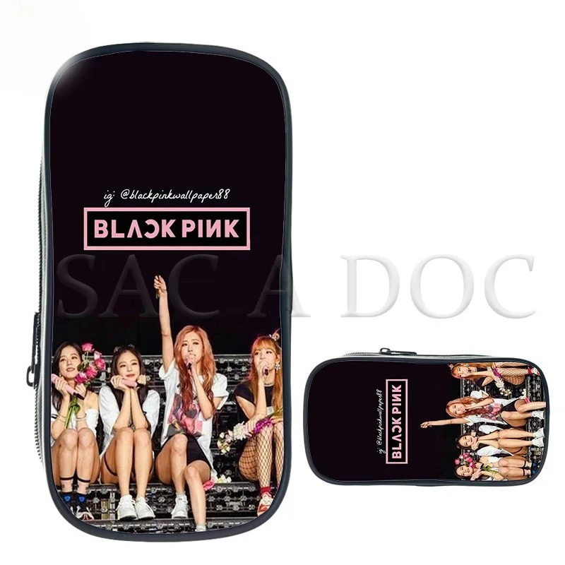 

Blackpink Fashion Cosmetics Bag Kids Pencil Case School Supplies Kpop Jisoo/Jennie/Rose/Lisa Printed Makeup Bags Fans Gift