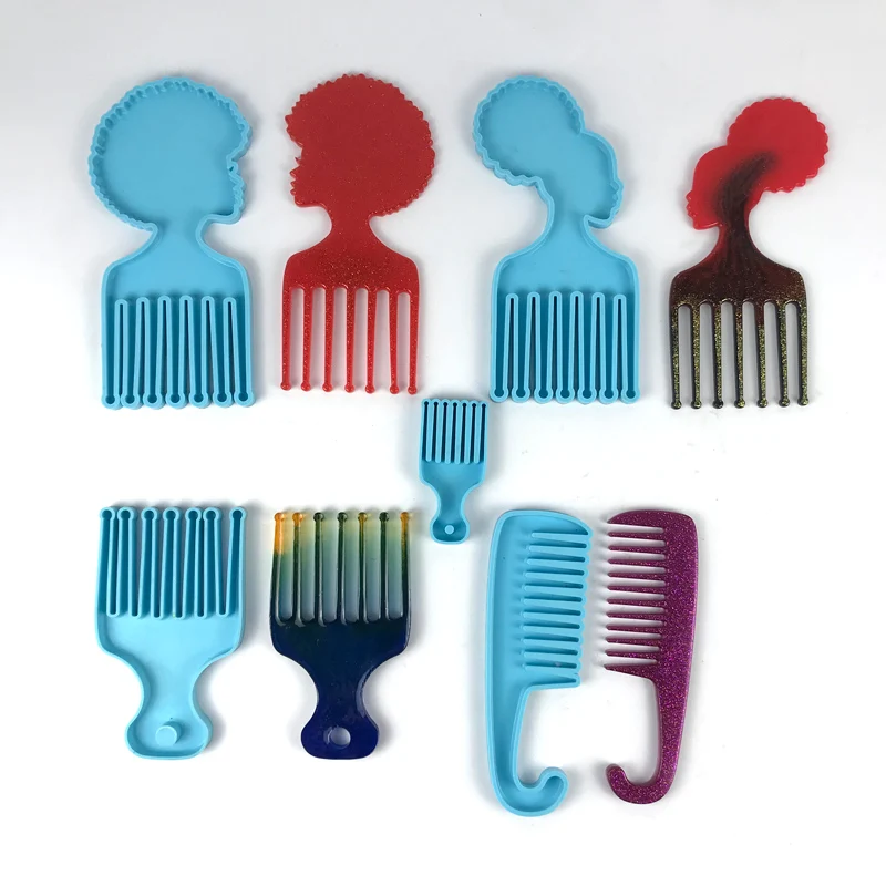 

5004 5005 5138 5139 5140 big and small combs Africa combs haircut comb DIY siliscone mold, Random