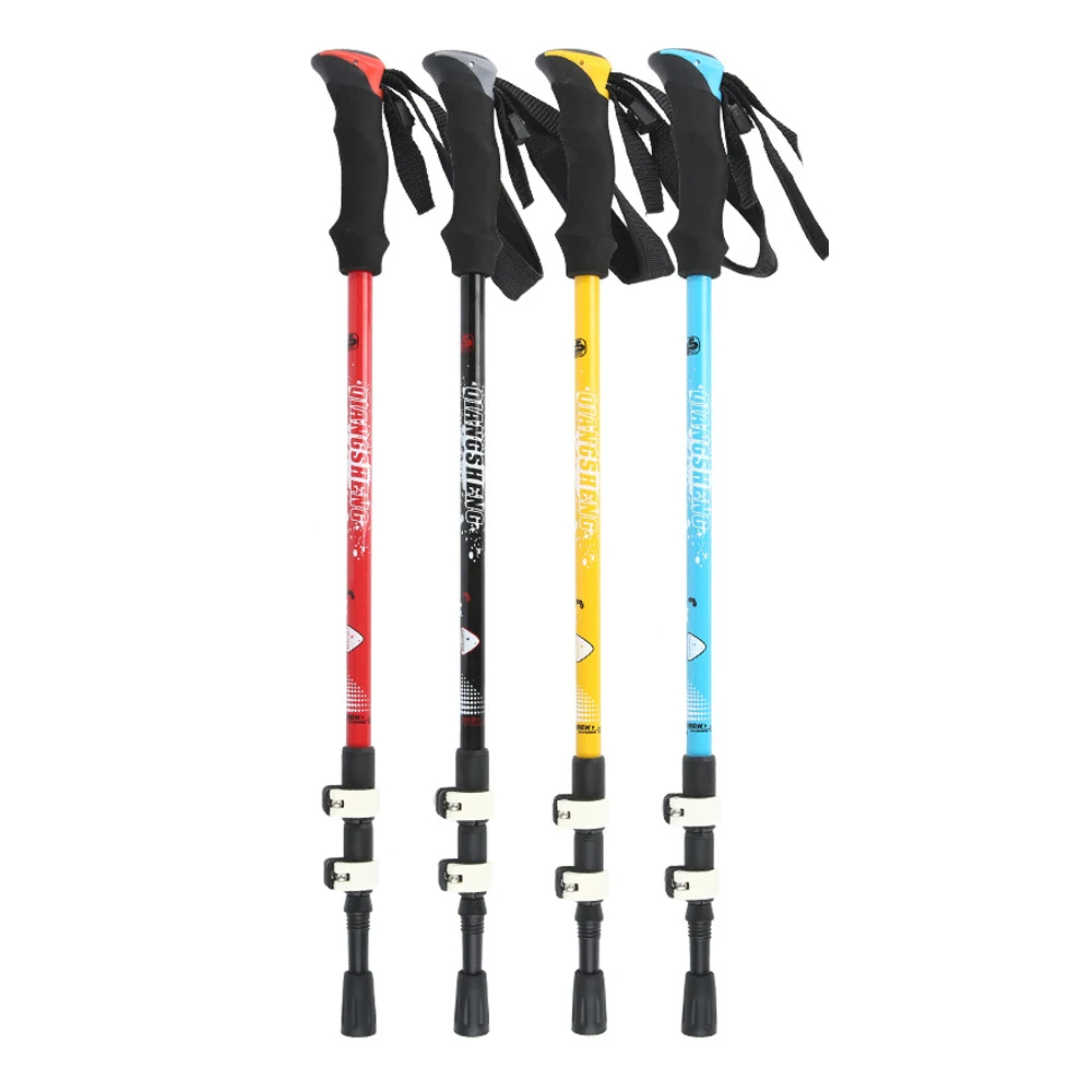 

High Quality Trekking Poles 7075 aluminum alloy three Ultra Light Portable Telescopic Walking Stick Mountain Walking Poles, Red/black/blue // yellow